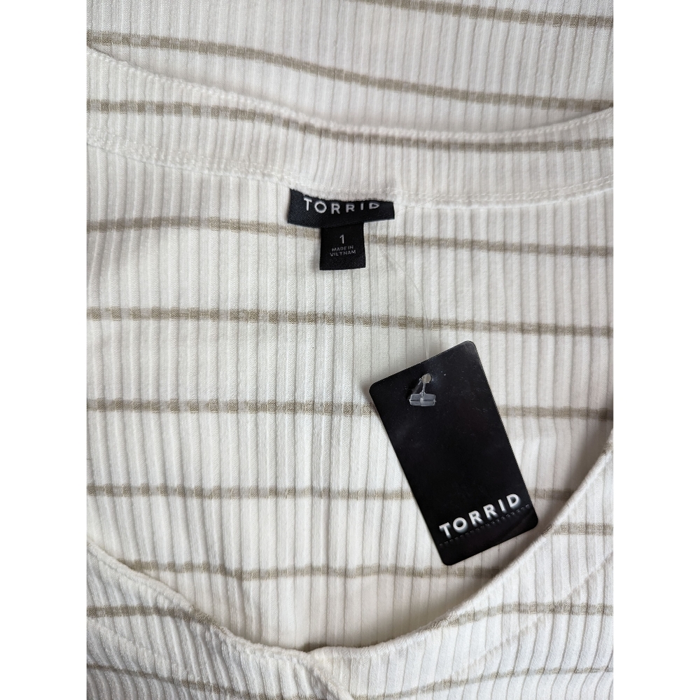 Torrid Striped Rib Button Front Tank Top 1 - Picture 7 of 8